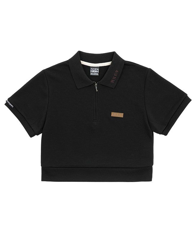 RNHI COLLAR ZIP UP CROP TEE