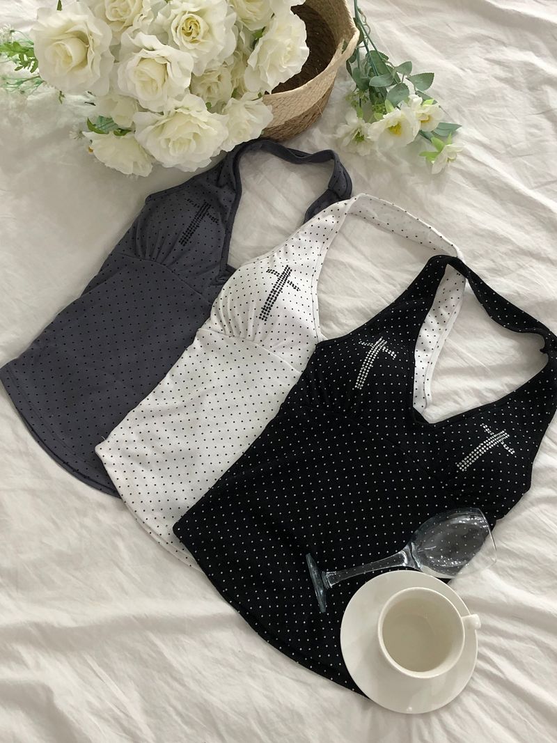 Cubic Cross Dot Halter Top