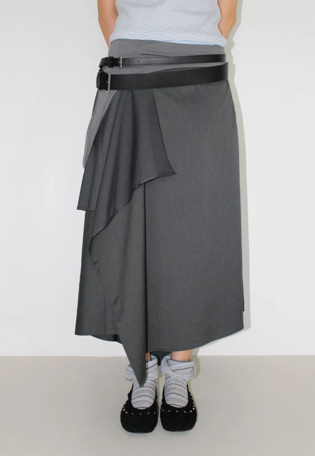 AAKE(アケ)の「UNBALANCE WRAP LAYERED SKIRT(Skirts)」