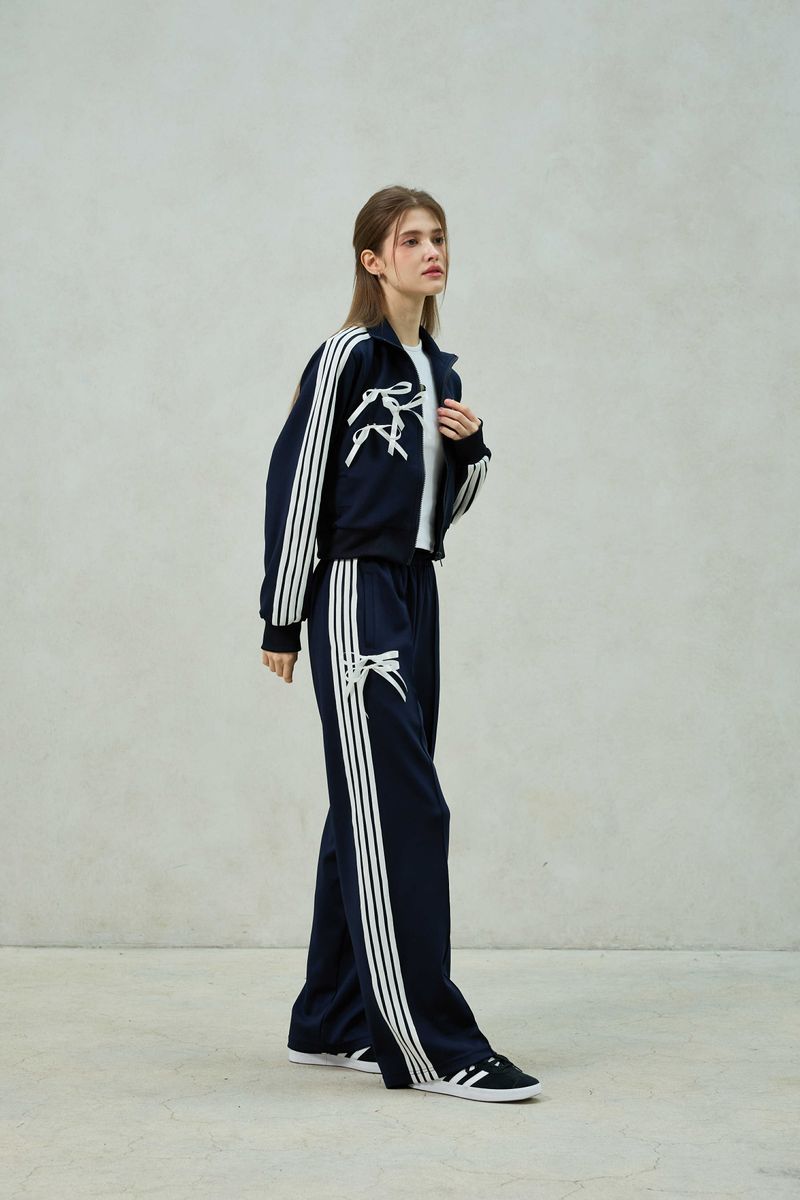 RIBBON JERSEY TRACK TOP / NAVY