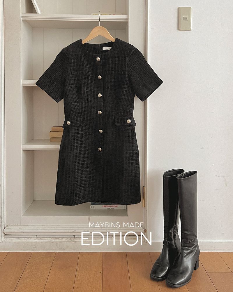 【MADE】Tweed short sleeve mini dress