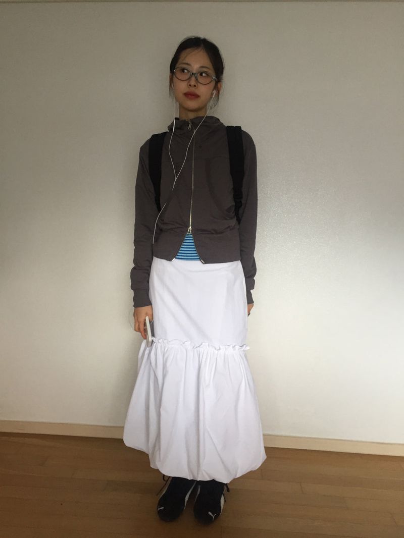 pumpkin nylon long skirt