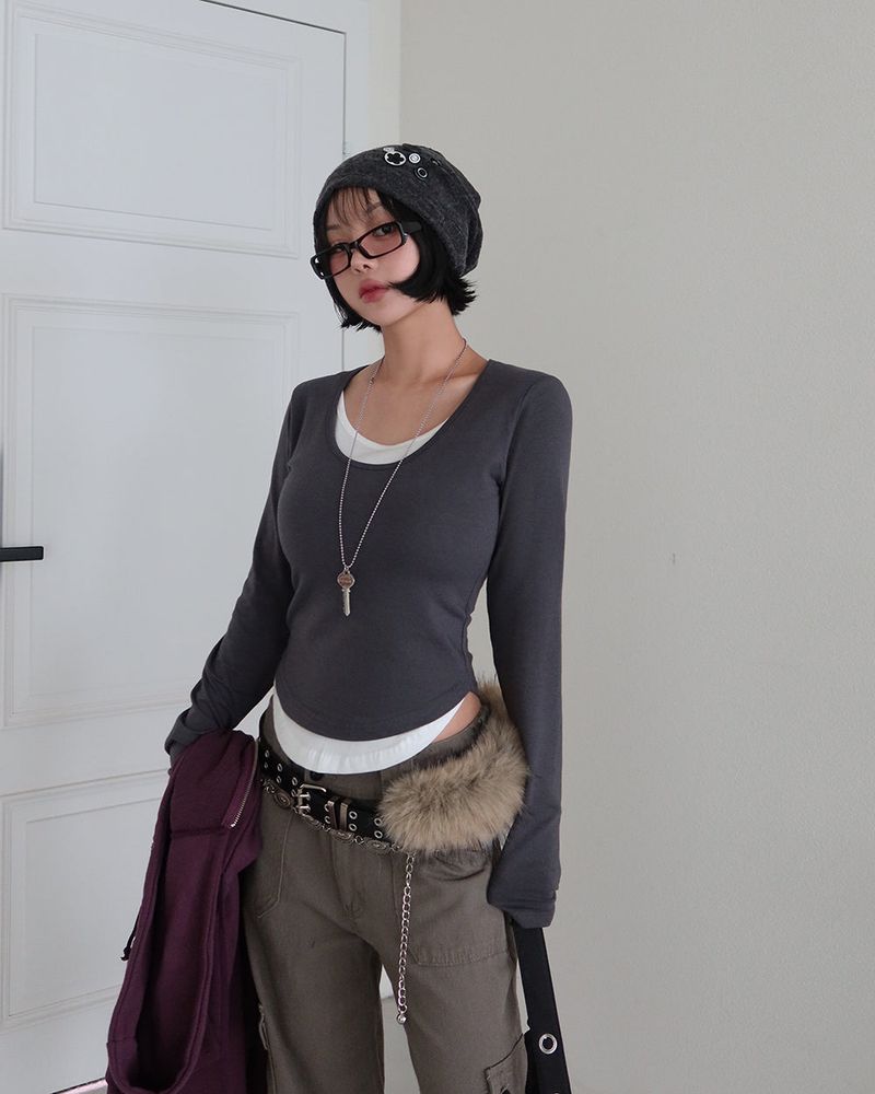 Kitchen button shirring drape beanie