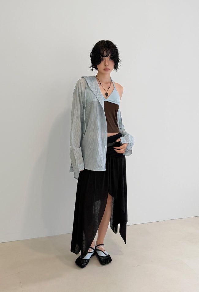 SHEER WRAP UNBALANCE SKIRT
