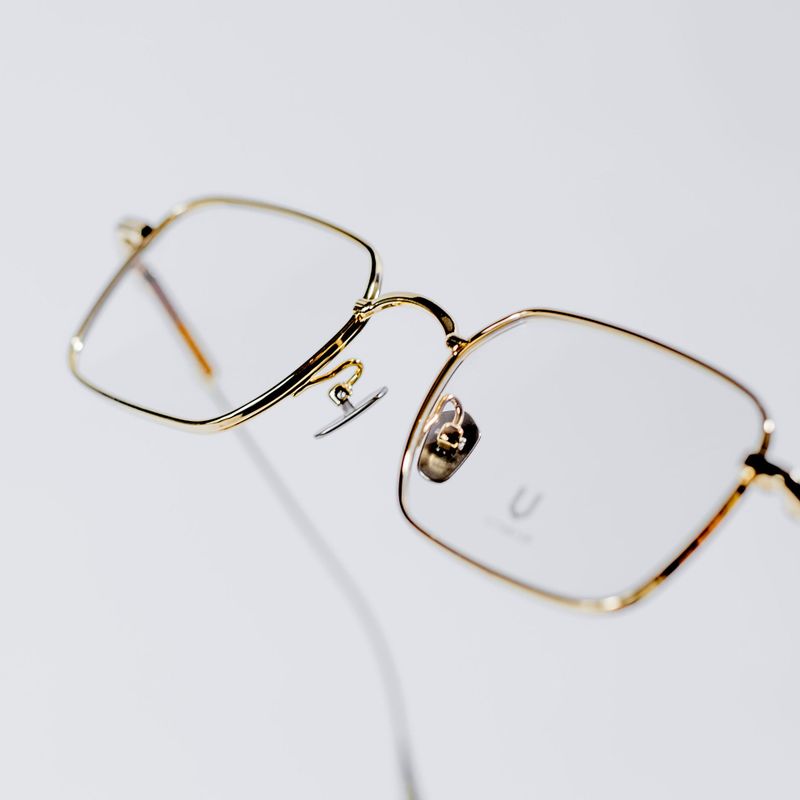 Knouun Square titanium glasses CODE. 102. D Gold