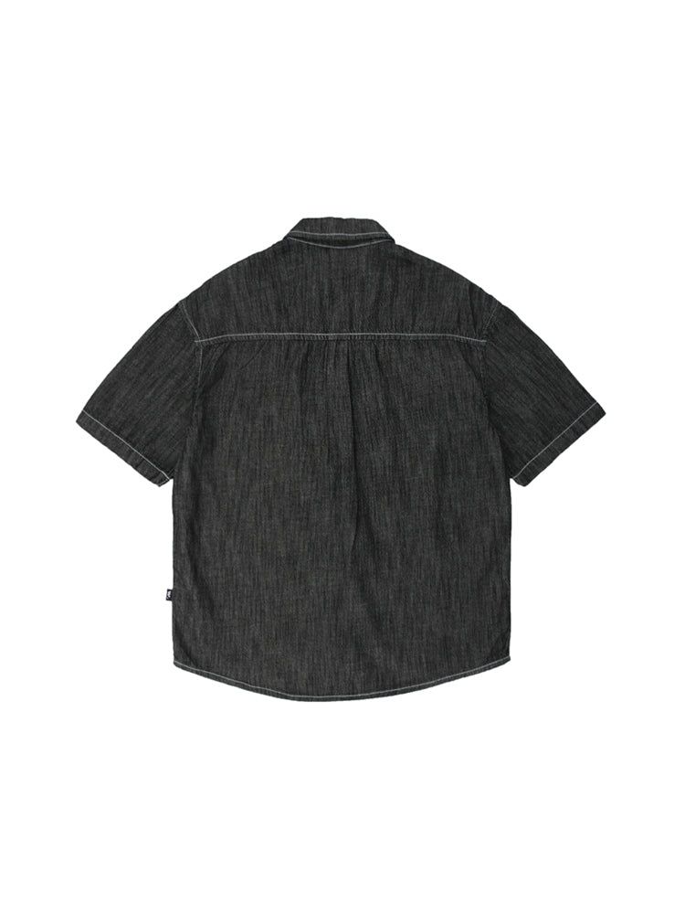 M205 LINEN OVER DENIM SHIRT_BLACK