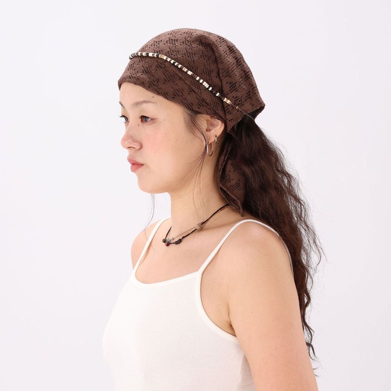 F8KE CHEMICAL CLUB（フェイクケミカルクラブ）の「ブラウンニットバンダナ（ヘアアクセサリー）」