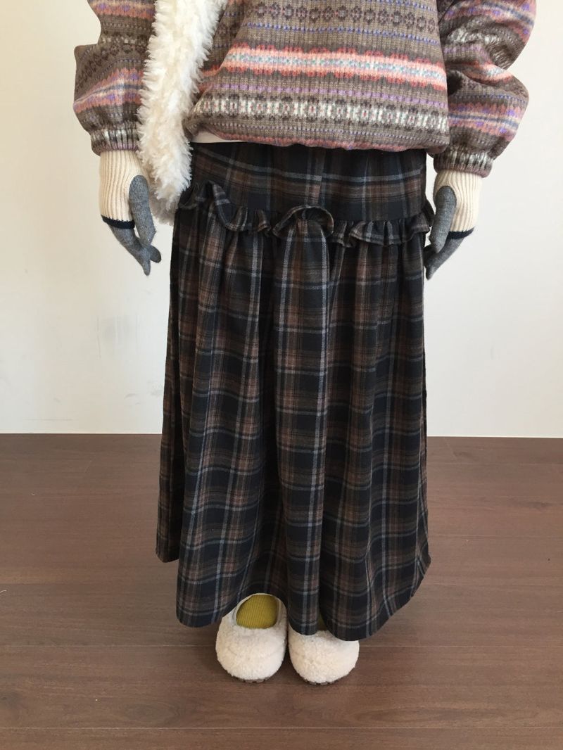 Bella Checkered Long Skirt (2color)
