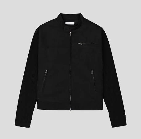 Laden Suede Knit Mix Crop Rider Jacket