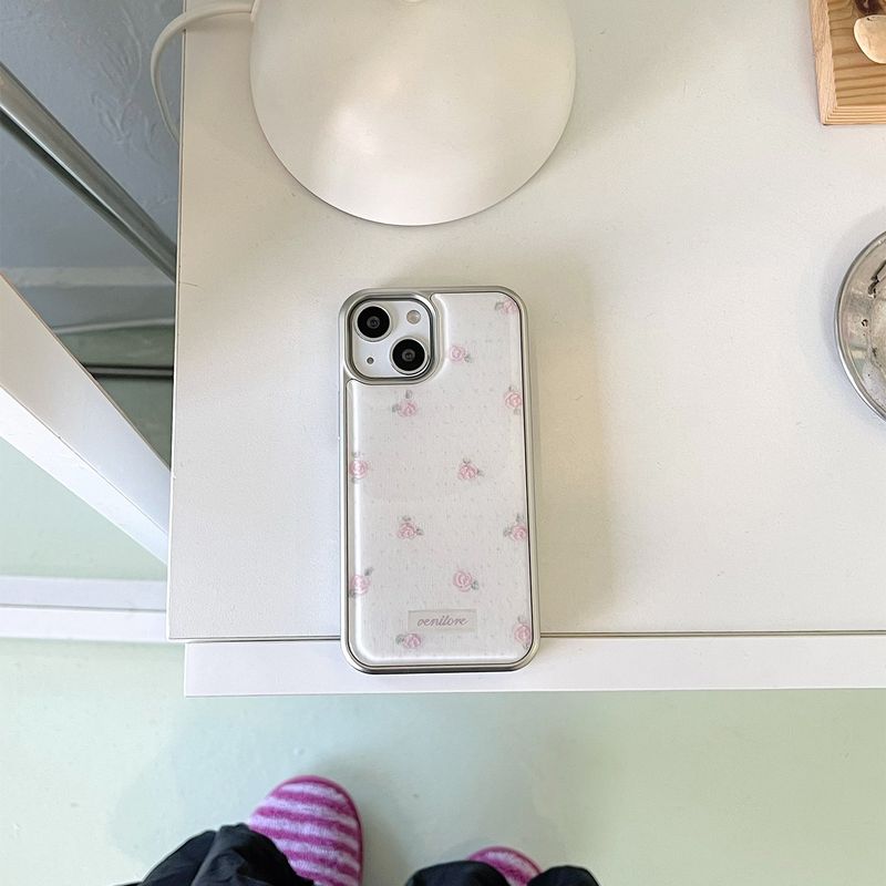 [MADE][Glass Silver Bumper Case]  Rose Stitch Knit Case