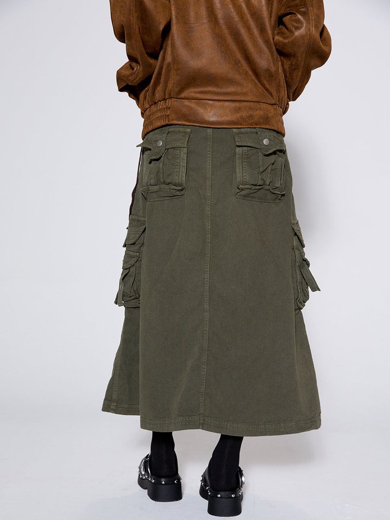WASHED CARGO SKIRT / KHAKI