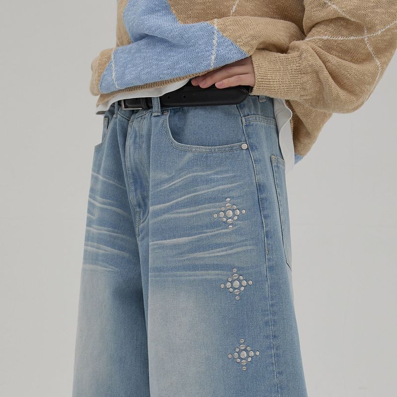 Western Stud Bermuda Denim Pants