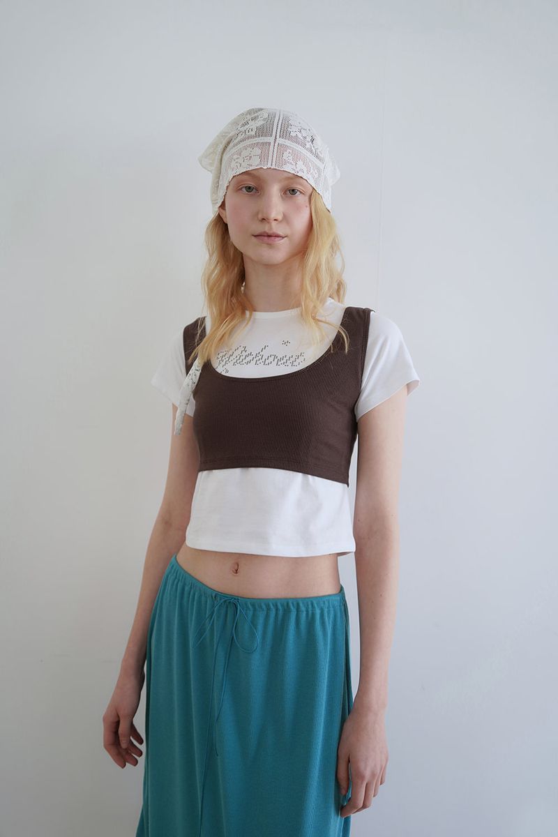 Layered bustier top_brown