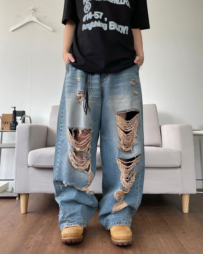Damage Washing Denim Pants