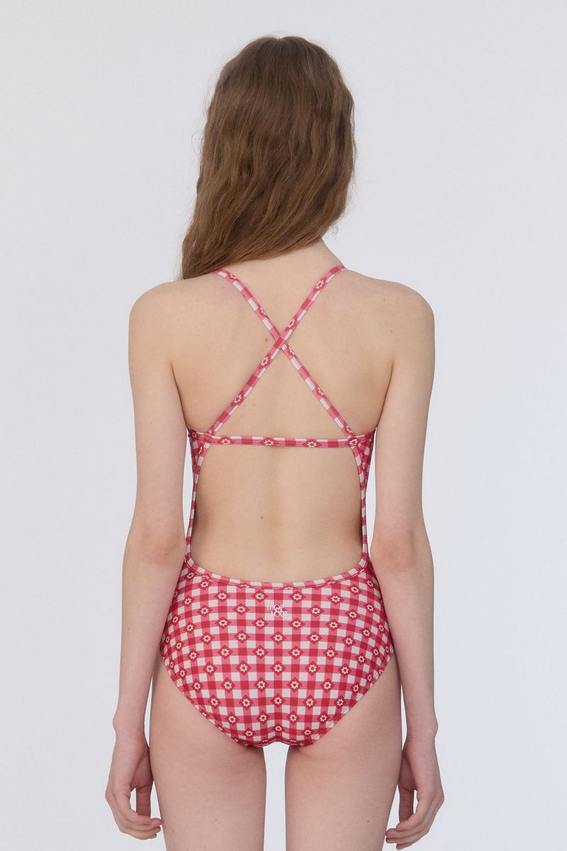 [Gingham Cottage_red] One Piece Swimsuit