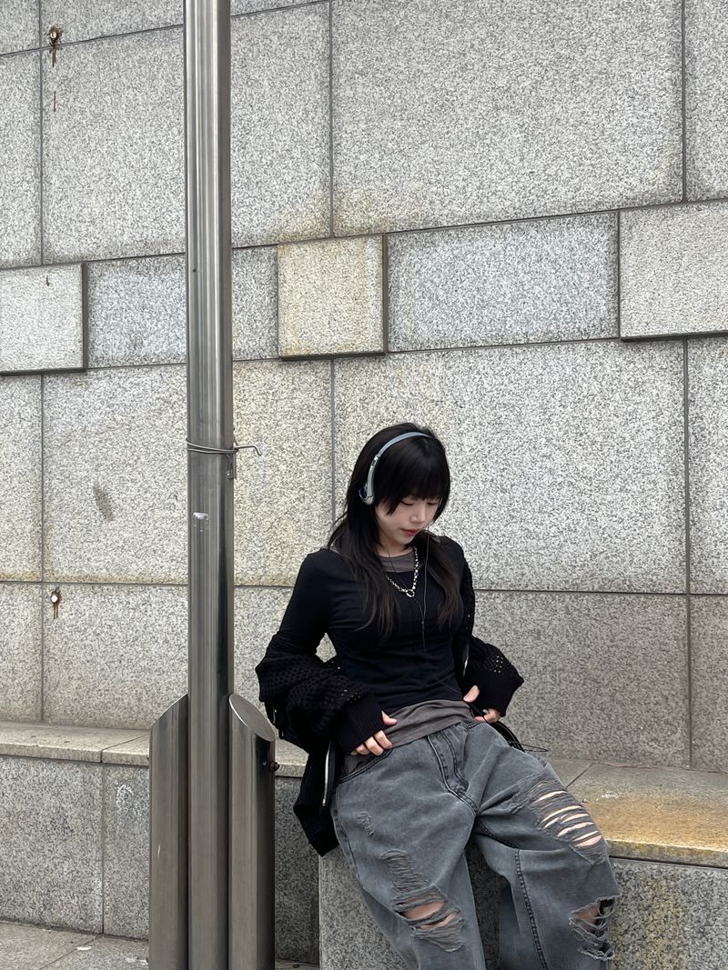 Kai Destroyed Black Jeans Wide Pants