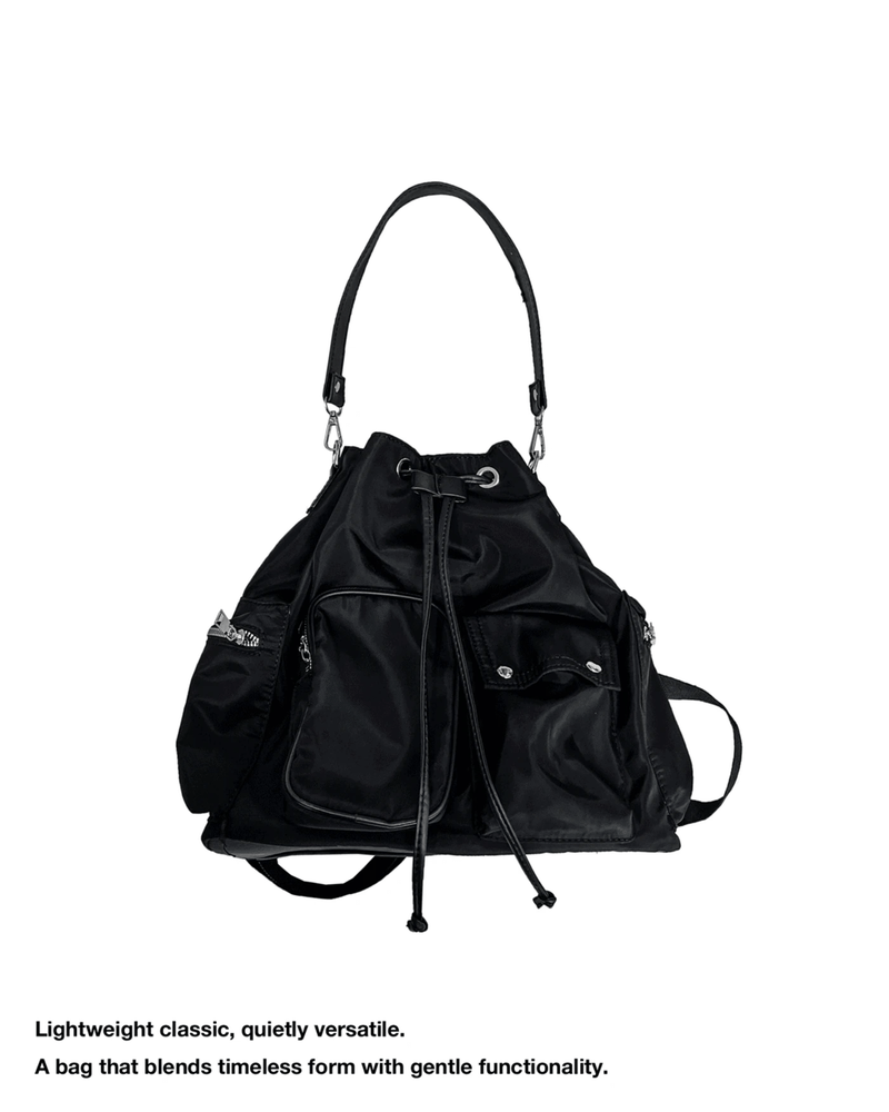 GUSTA（グスタ）の「 Monet 2-way Nylon Pocket Backpack & Shoulder Bag (Black)（Bags）」