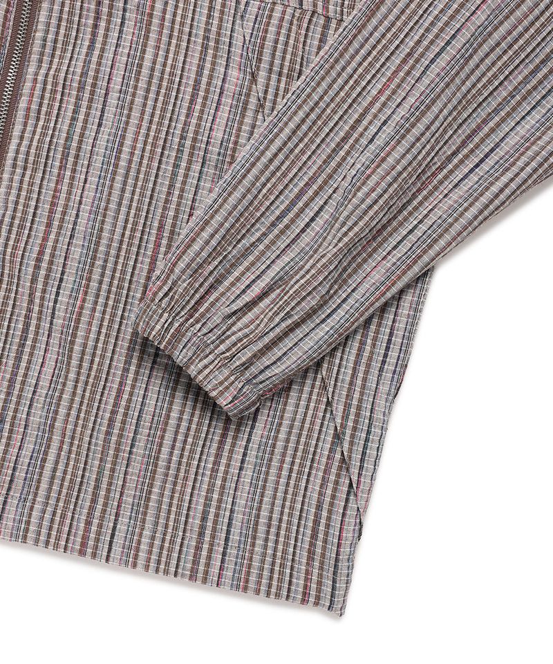 HOODED CHECK WIND BREAKER BROWN(CV2FSUB962A)