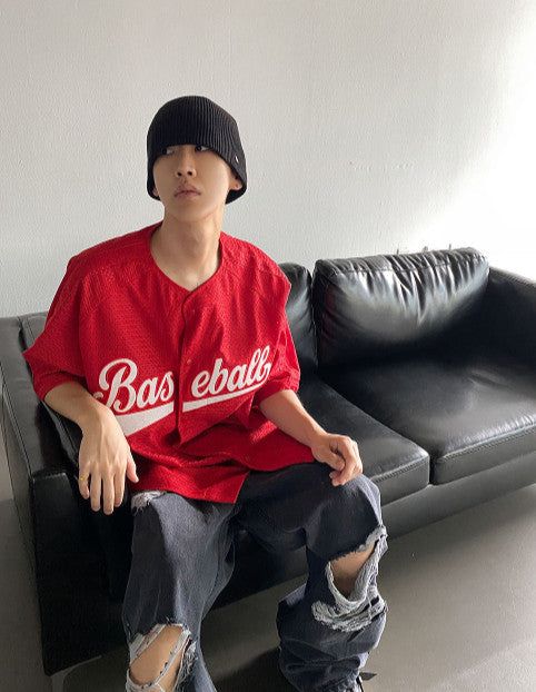 メッシュベースボールシャツ