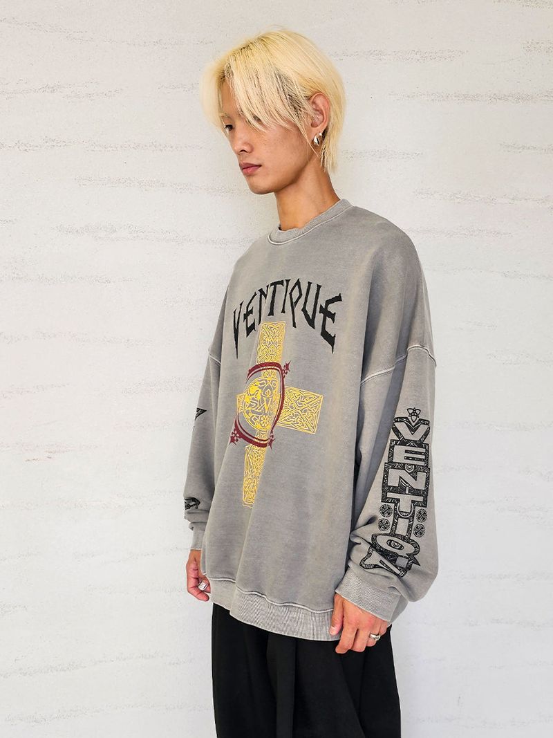 VENTIQUE Pigment Holy Sweatshirt 2colors