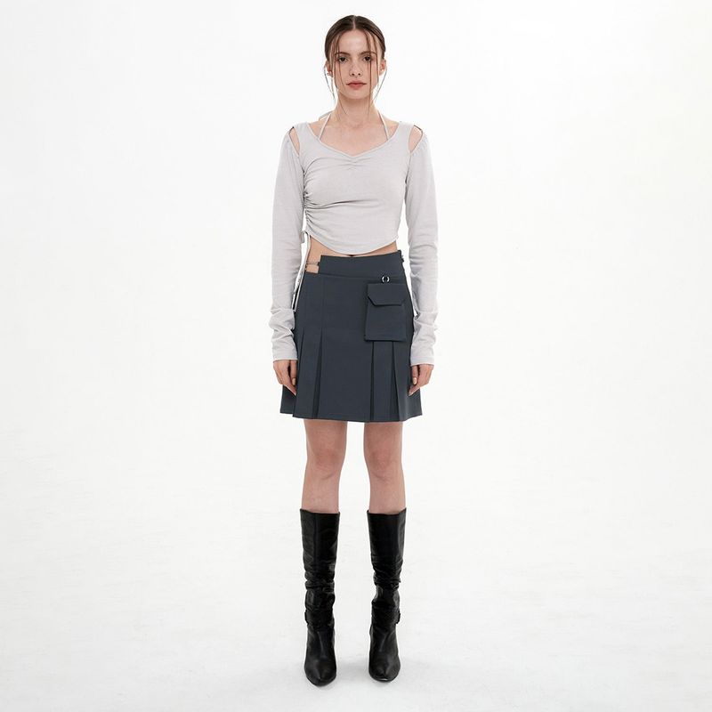 JINJUSE(ジンジュユーズ)の「POCKET DETAIL CHAIN SKIRT(BLUE GRAY)(Skirts)」