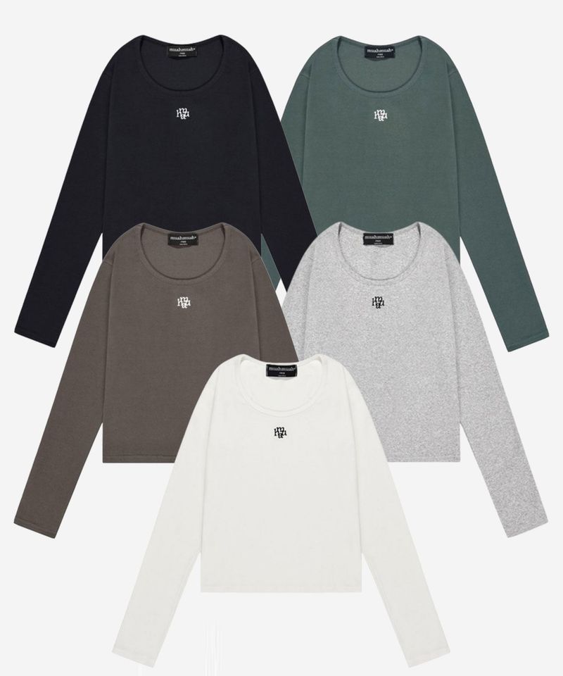 STITCH U-NECK COTTON SPAN LONG SLEEVE