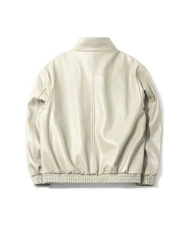 LB Synthetic Leather Hidden Jacket (Cream)