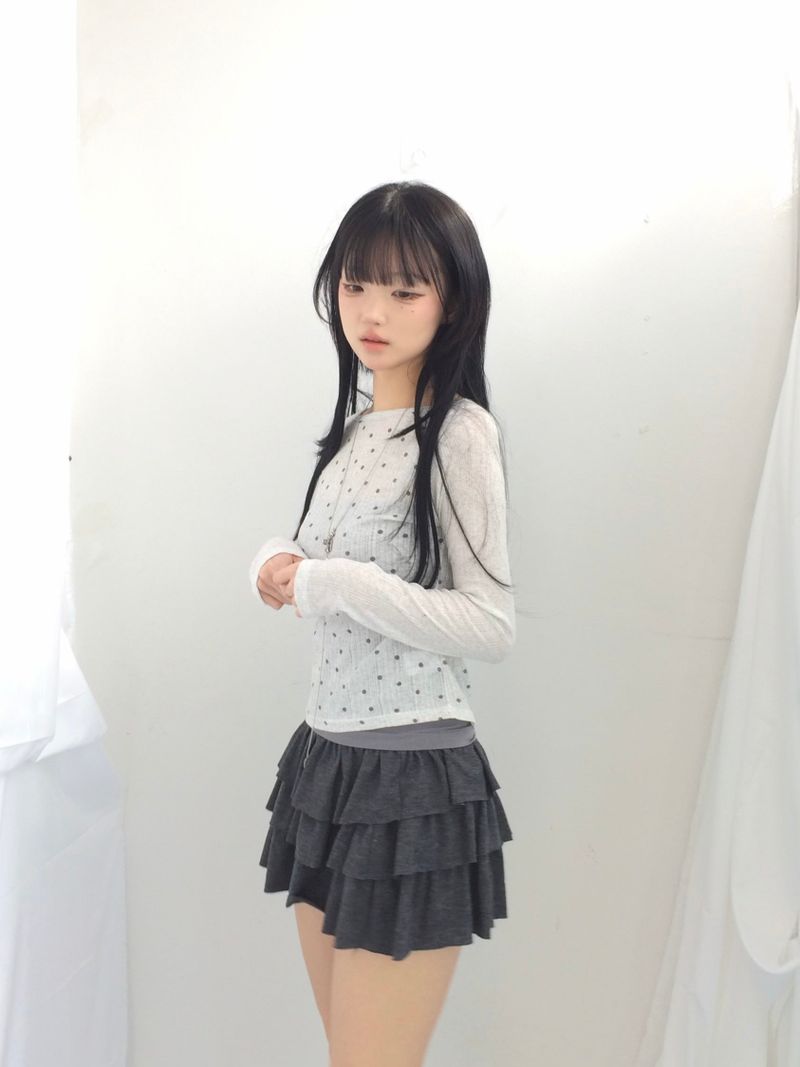 ner.ui.bin（ノエビン）の「Mini dot ribbed t（Tops）」