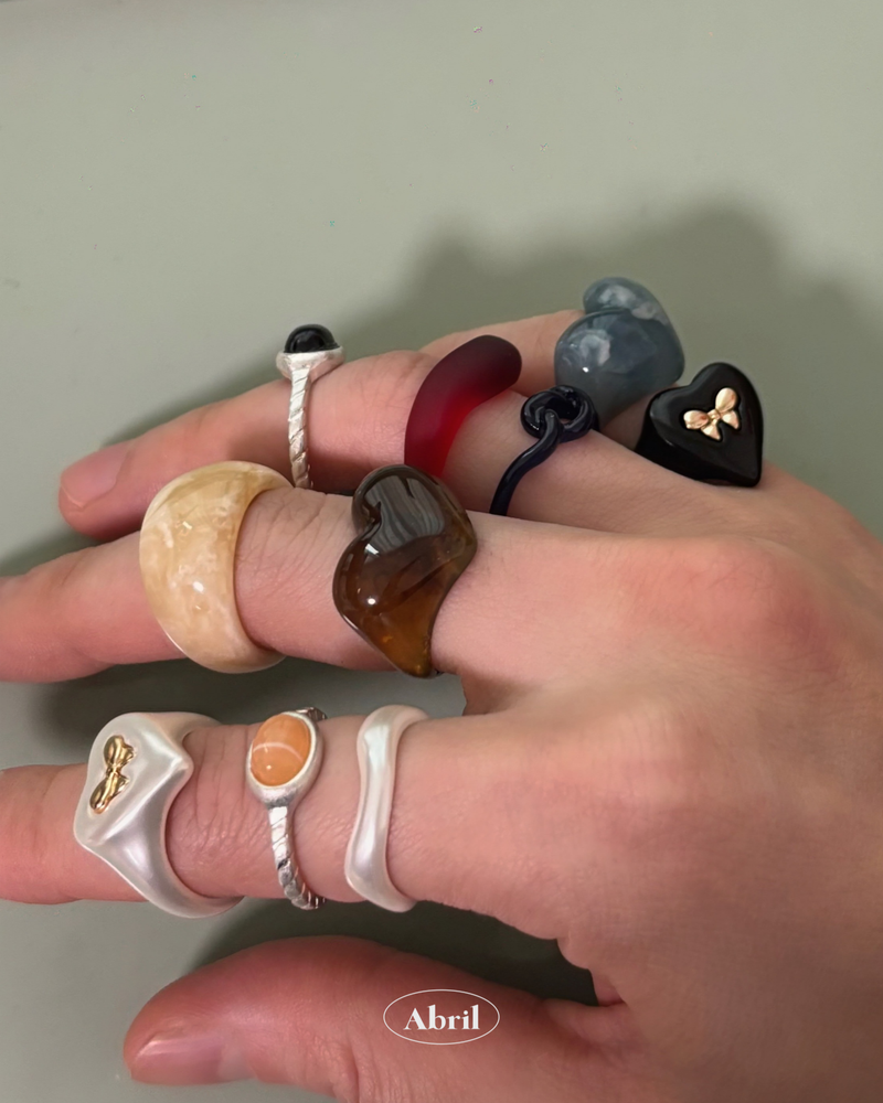 Wave Pearl Ring SET (2 piece)