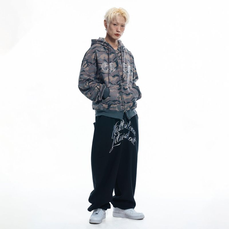 Rhinestone Camo Hoodie - BEIGE