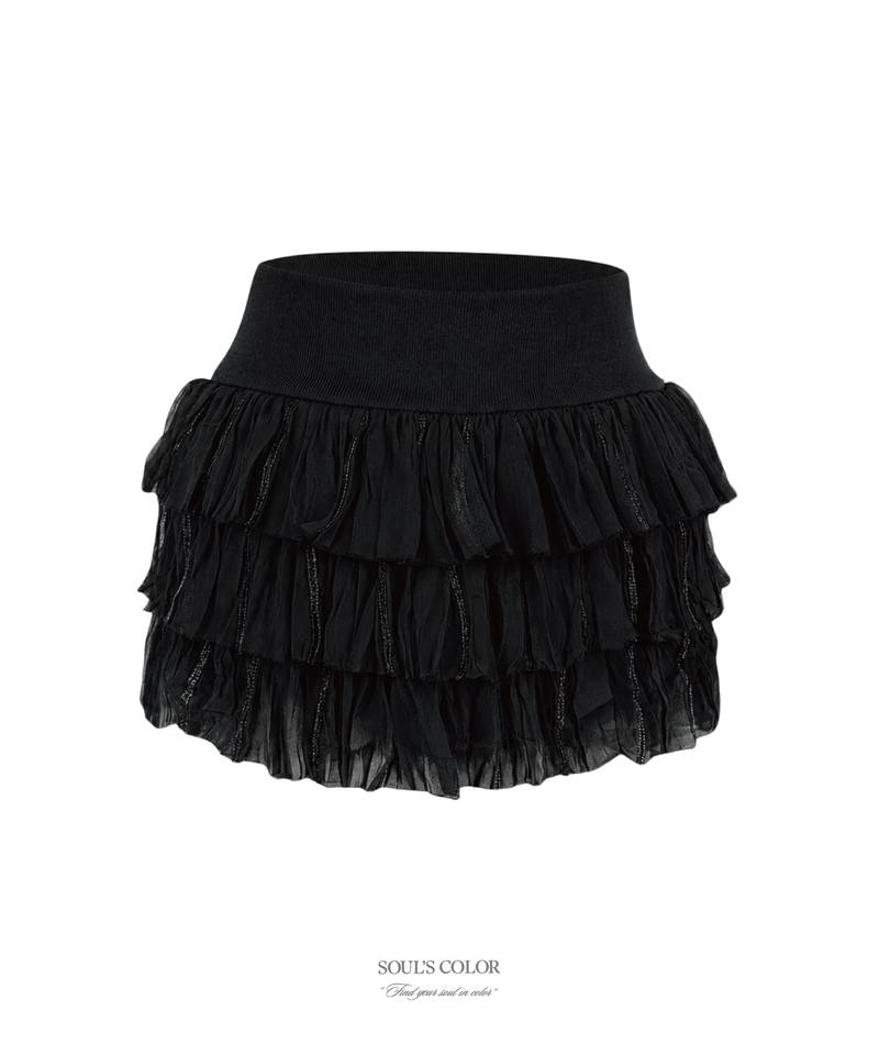 SOUL'S COLOR（ソウルズカラー）の「Swan pearl frill skirt (2. Black)（Skirts）」