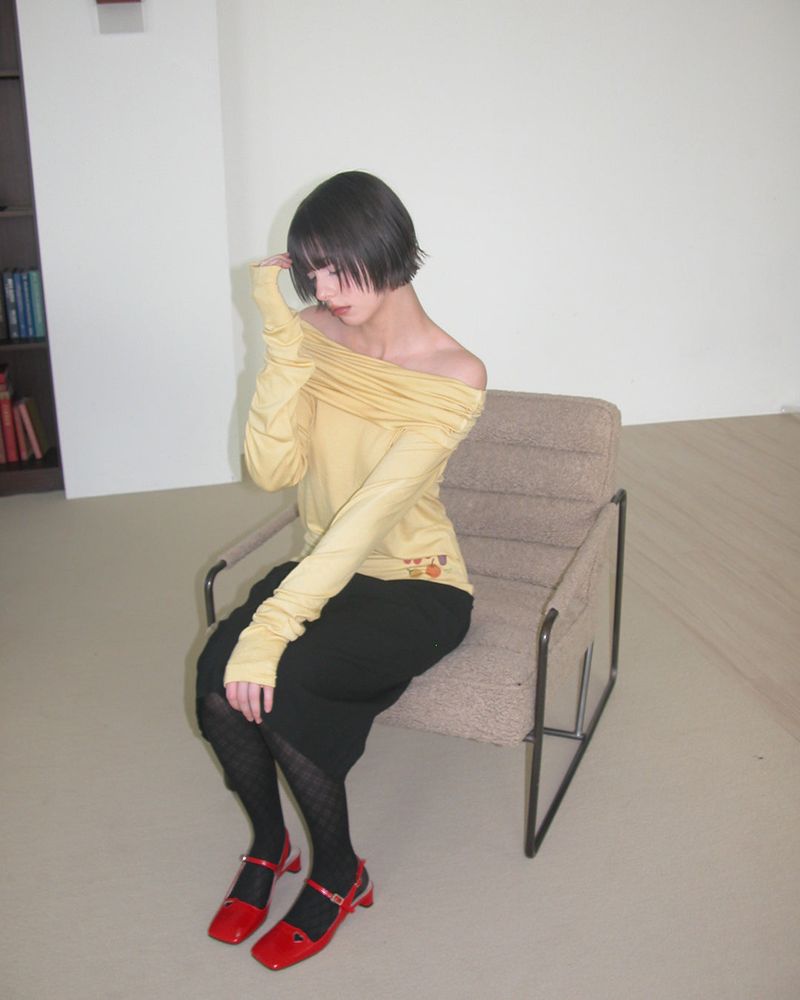 Veggie Turtleneck Hoodie, Yellow