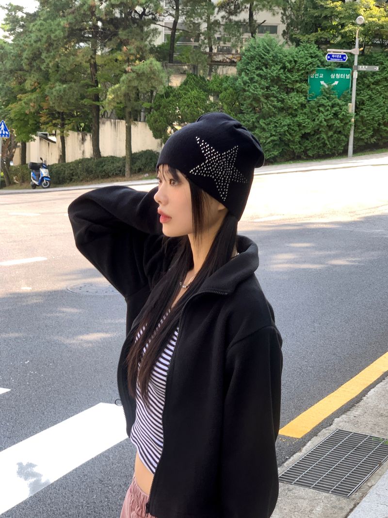 [MADE] Laco Basic String Semi-Crop Fleece Fleece Zip-up