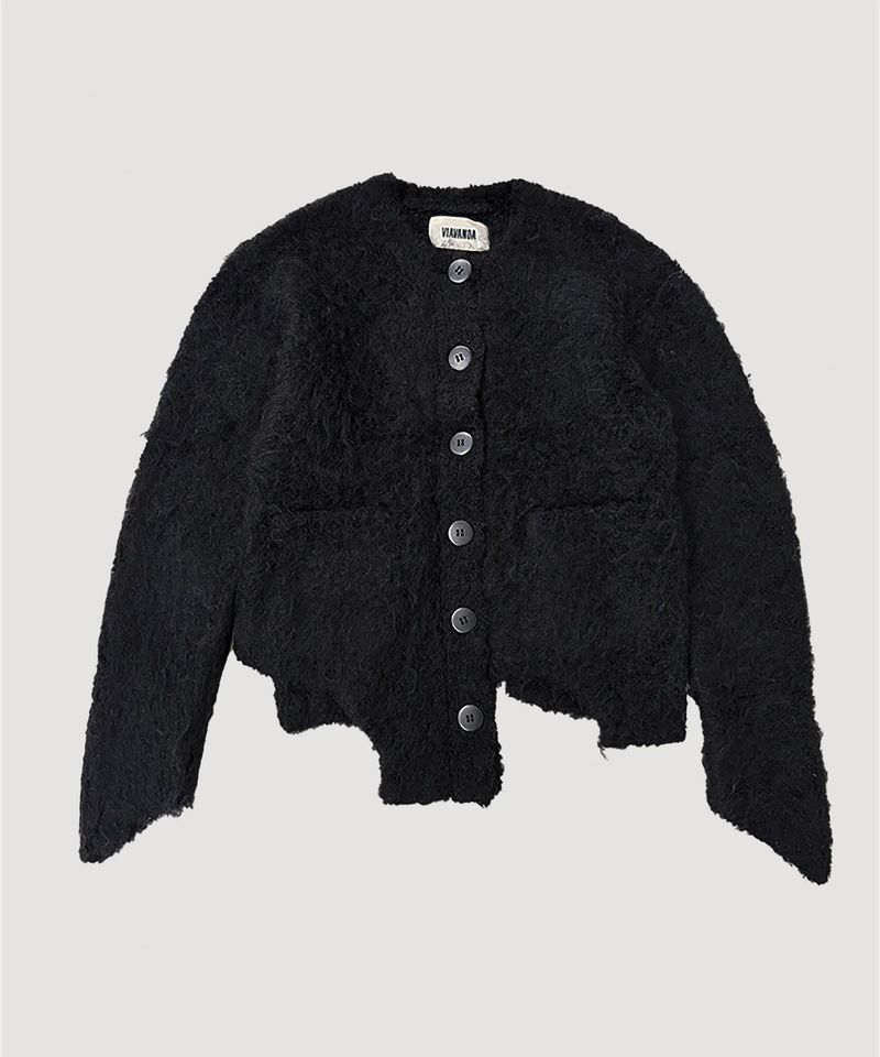 CUTTING MOHAIR KNIT CARDIGAN