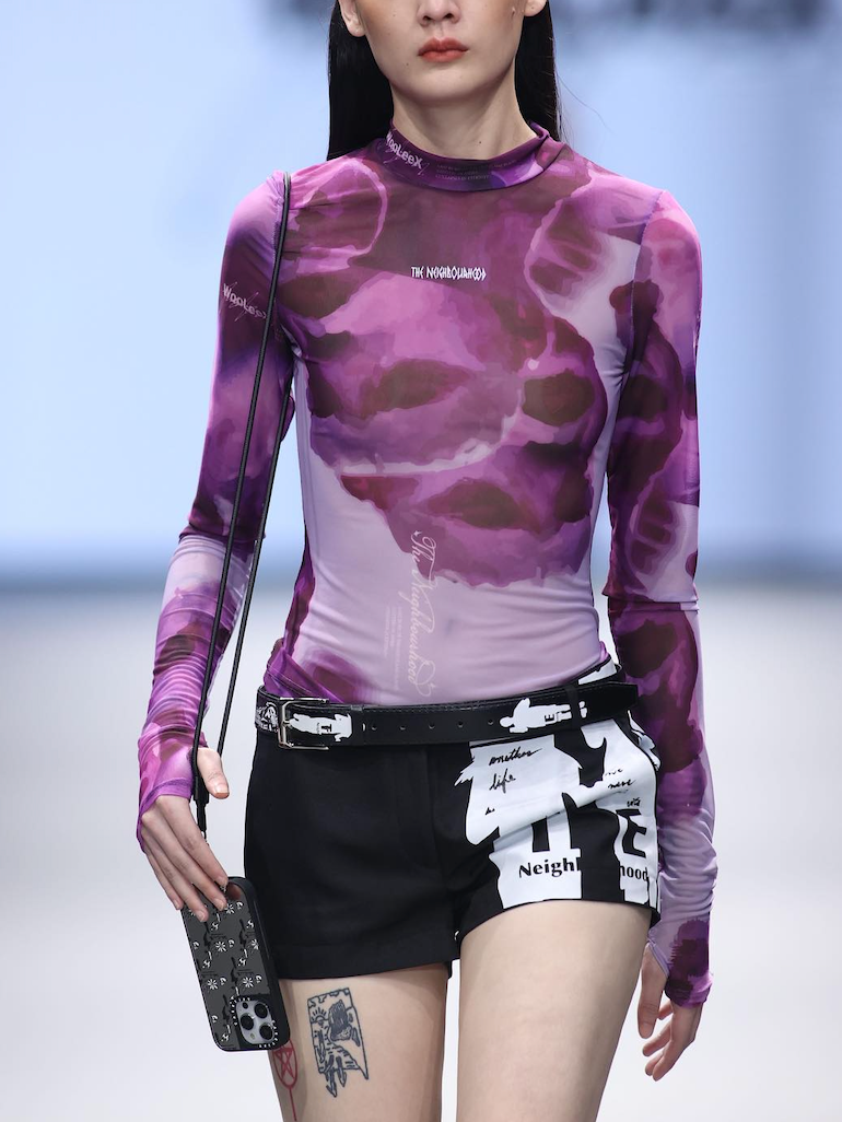 Portrait Printed Turtleneck Top
