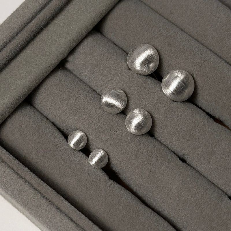  [925silver] Matt half ball earring (6mm)
