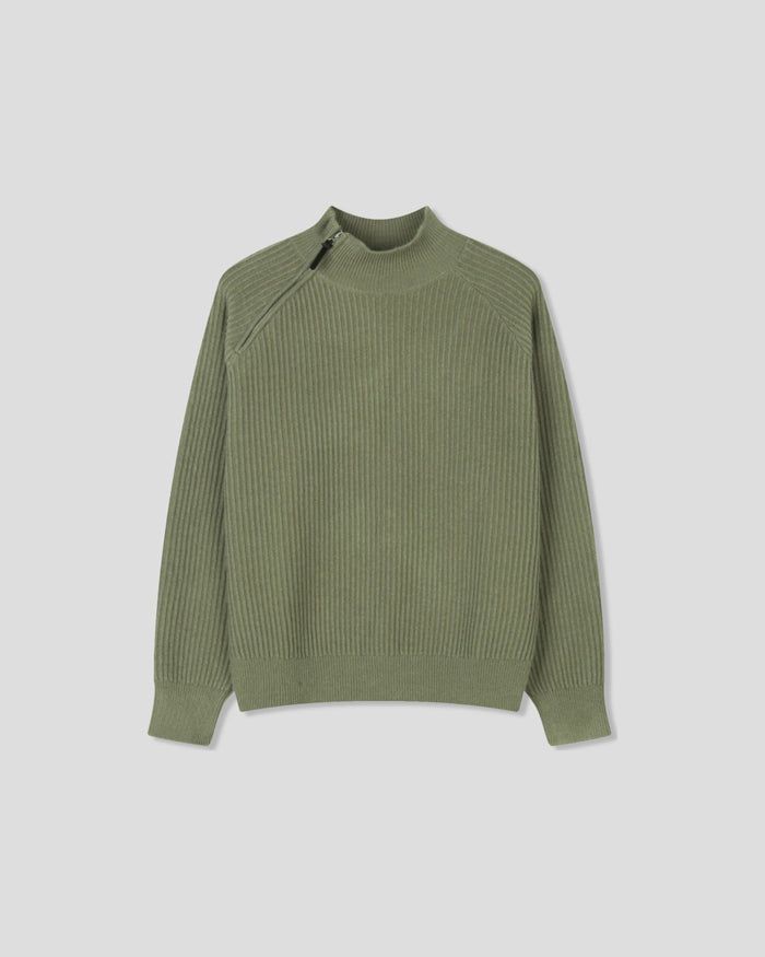 (UNISEX) Shoulder Half Zip-Up Raglan Knit
