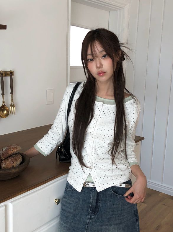 anyonemore（エニーワンモアー）の「26SS★ [MADE]ライオンドットラウンド7分丈Tシャツカーディガン（トップス）」