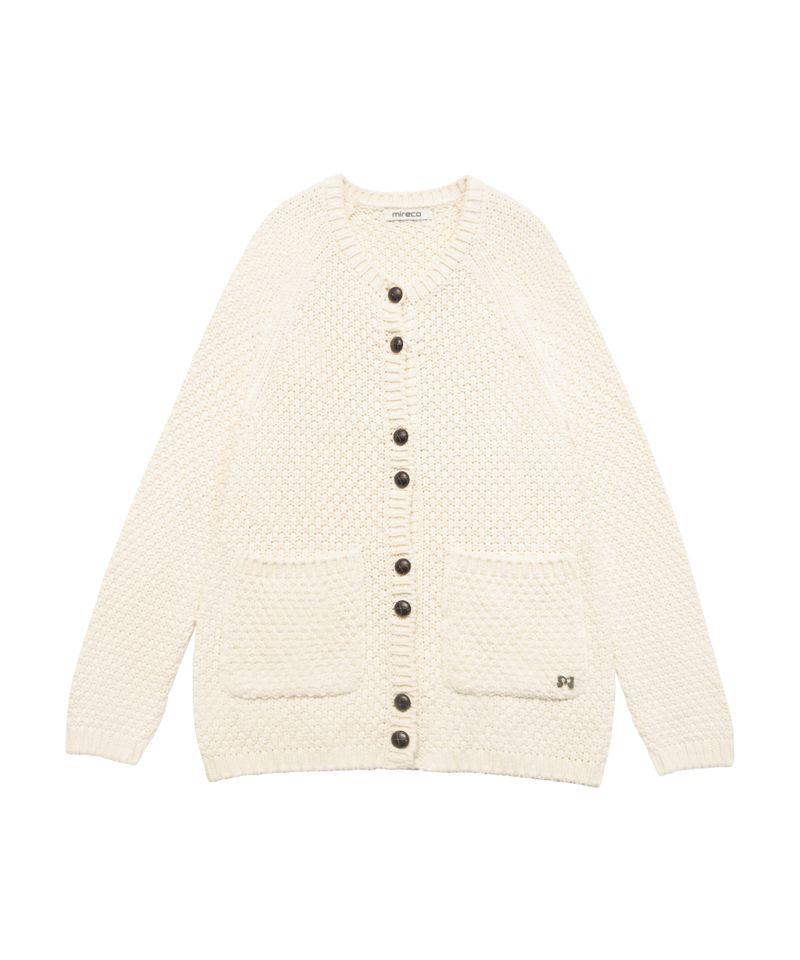 TURTLE-BUTTON KNIT CARDIGAN IVORY