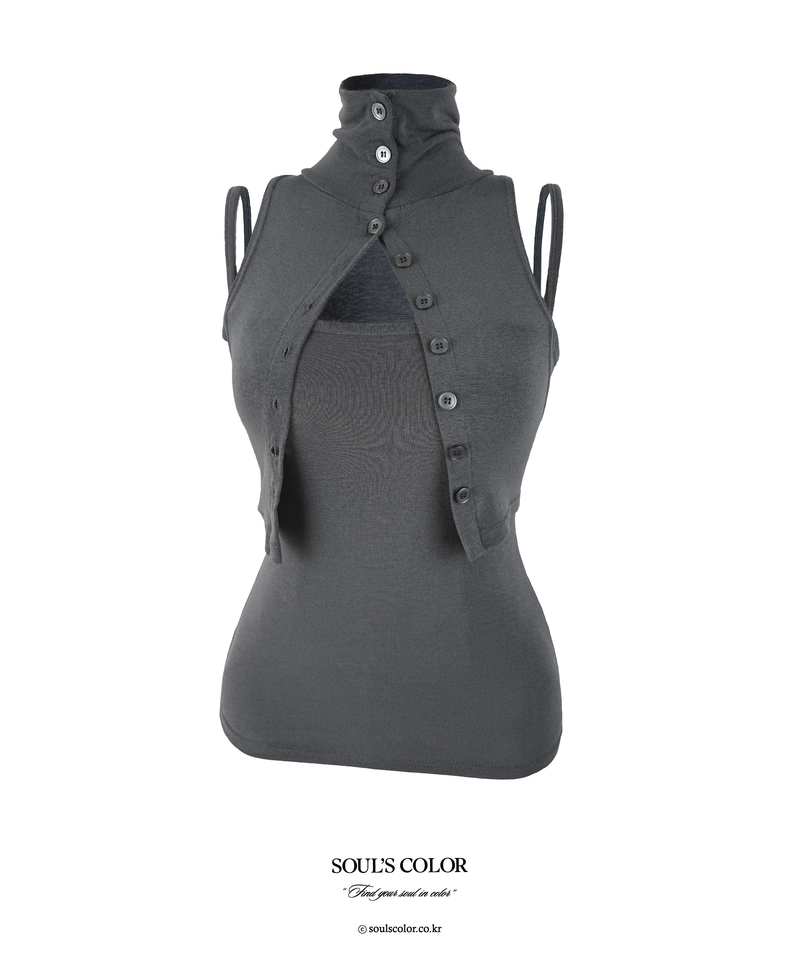 Velin Layered Button Top (2color)