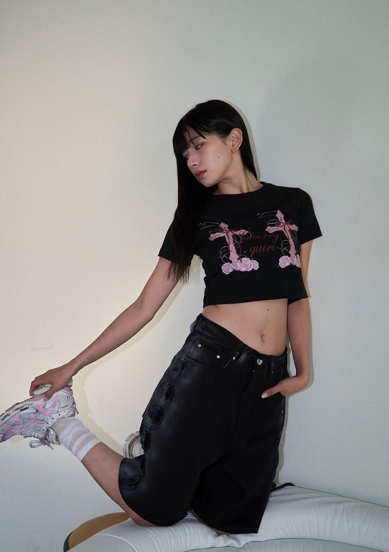 cross roses tee - black