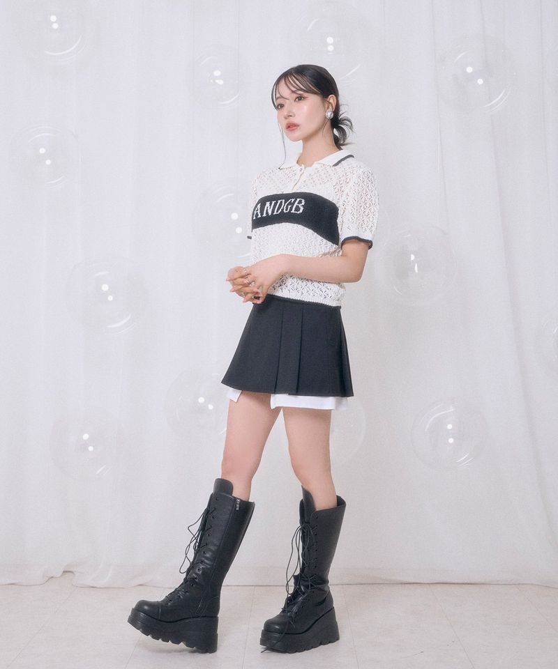 透かし編みポロニット
