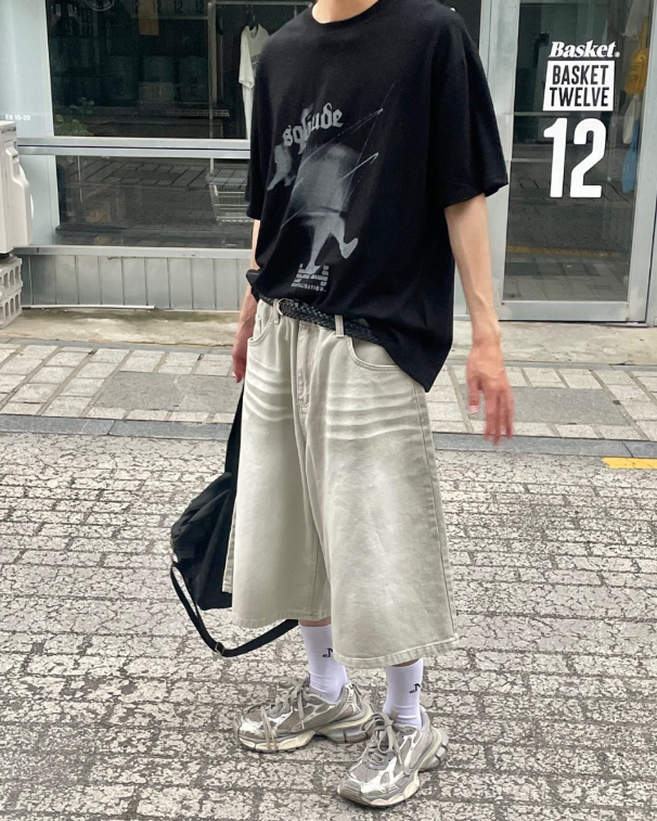 Whiskers bermuda denim pants