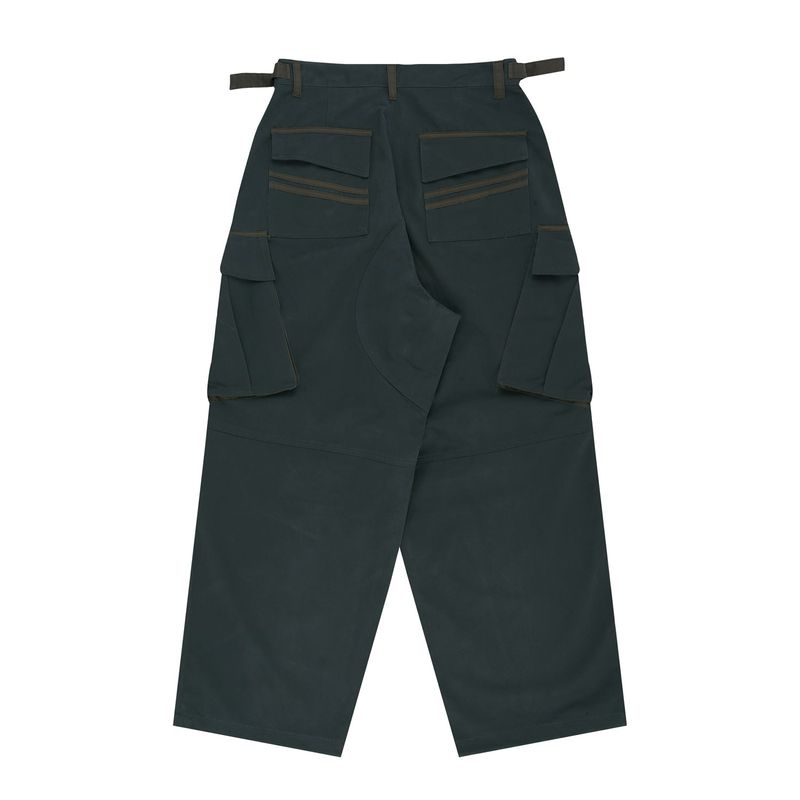 Peach Cotton Cargo Pants - Charcoal