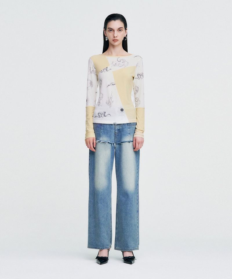 Elemental Motif Patchwork T-shirt _ YELLOW