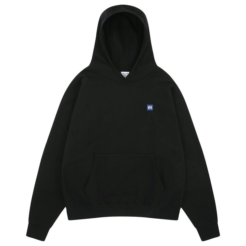 MVR PATCH LOGO SLEEK HOODIE SWEATSHIRT BLACK