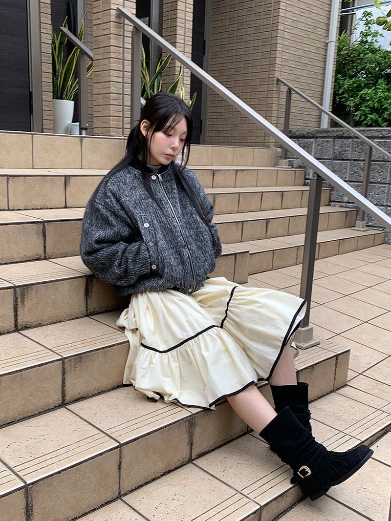 TAPE FLARE RIBBON SKIRT (2C)