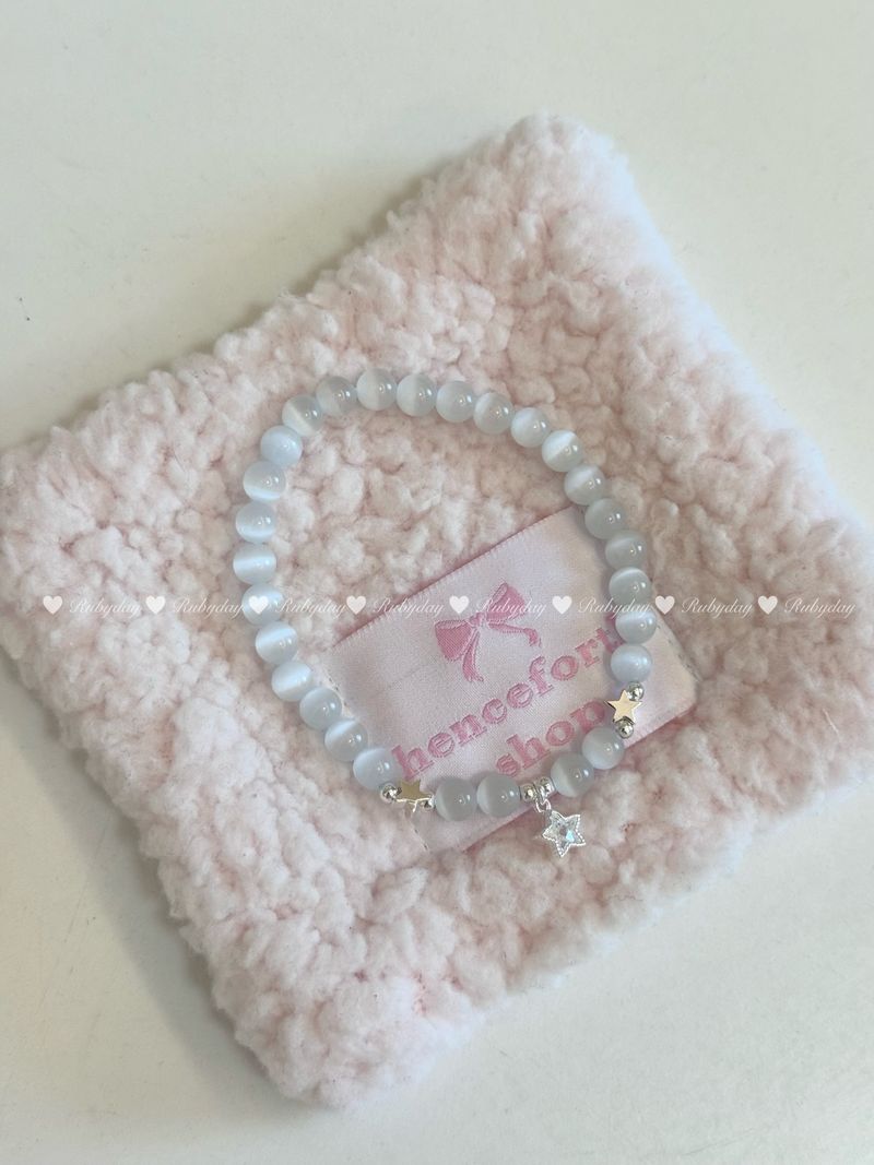 White Star Microglow Cat's Eye Stone Bracelet