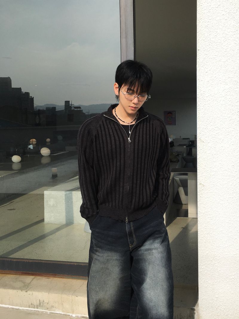 DL Ribbed Knit Zip-Up 3C