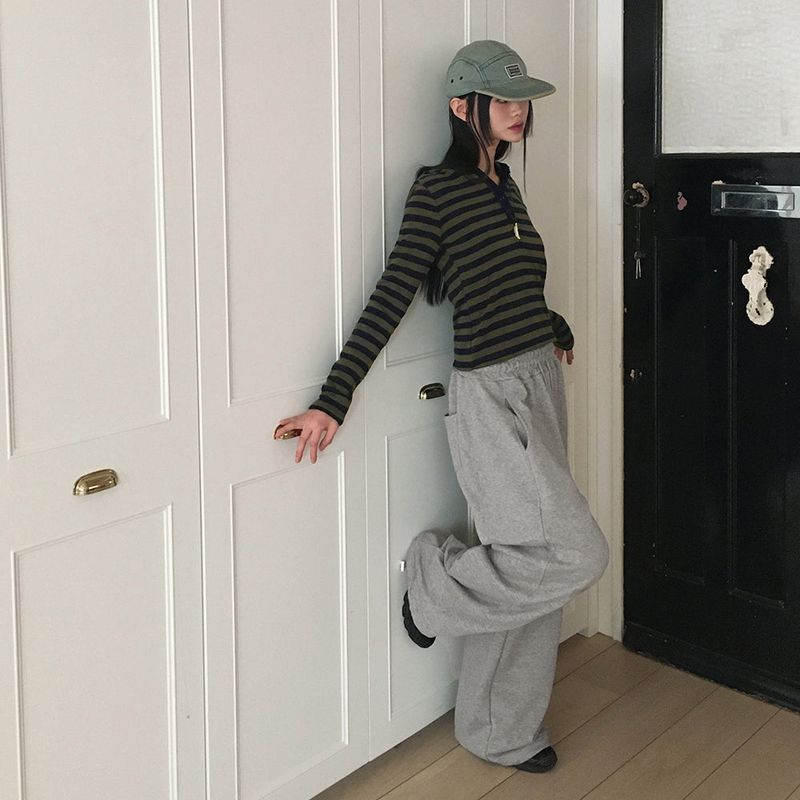 Shugi side cut training two-way banding long wide jogger pants